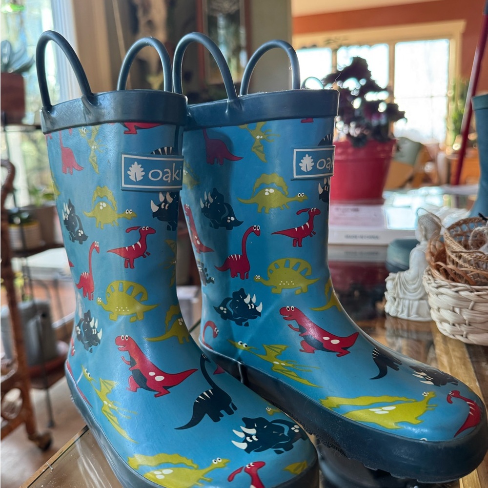 Oak Blue Dinosaur Kids Rain Boots